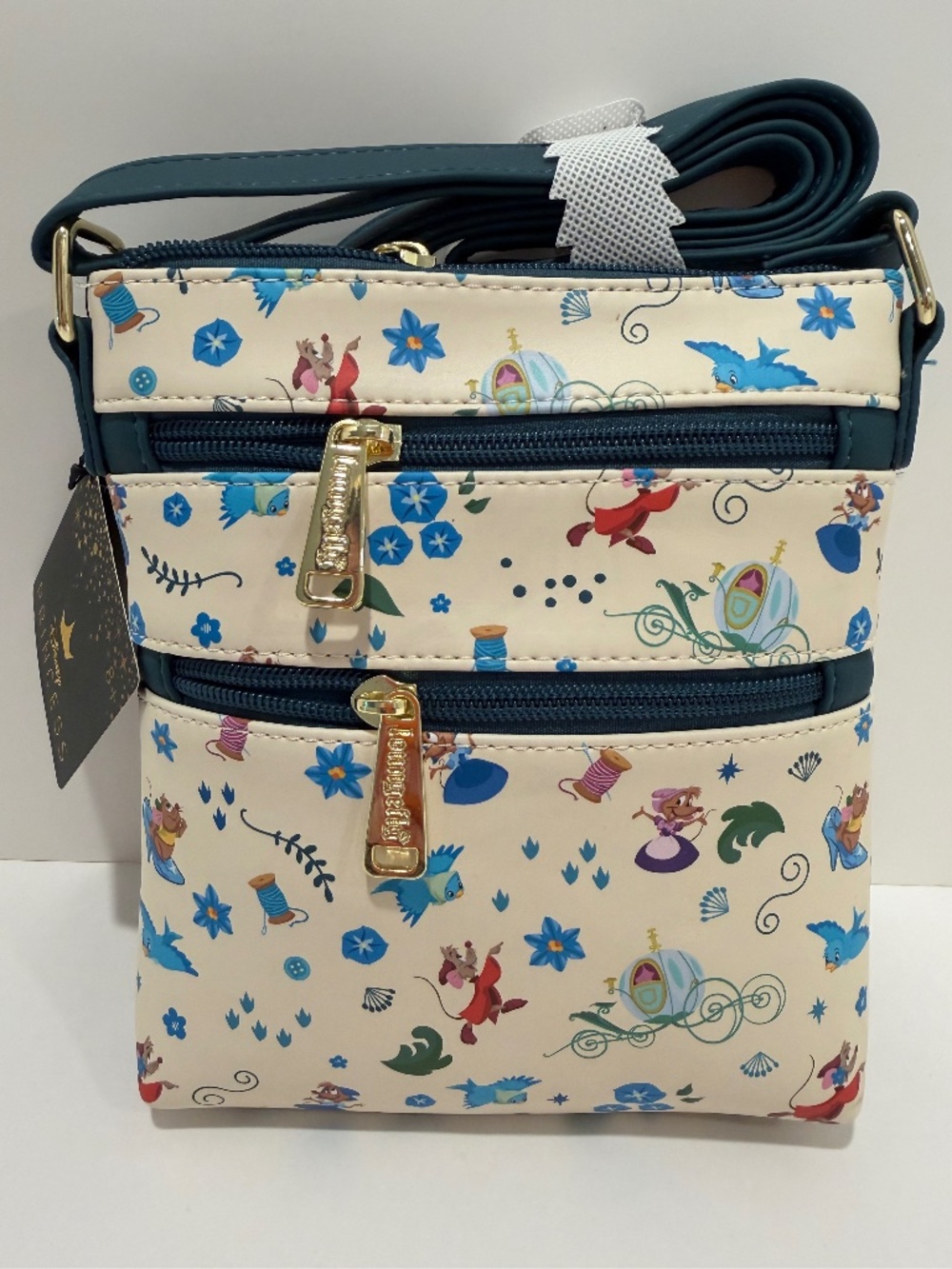 NWT Loungefly Cinderella Icons AOP Crossbody Bag - Picture 2 of 14